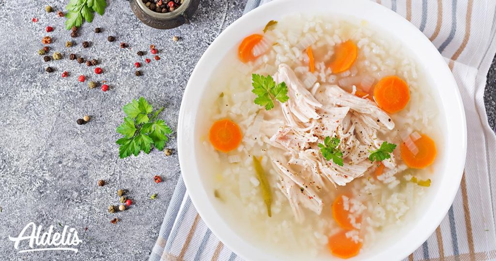 Sopa de pollo y arroz Aldelís