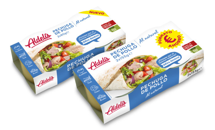 CONSERVA PECHUGA POLLO NATURAL ALDELÍS 2X80g - 2X155g